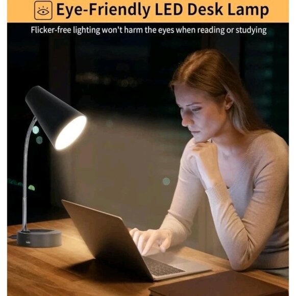 RUNTOP Desk Lamp, Black Desk Lamps for Home Office, LED Desk Light with USB Port - Picture 6 of 8